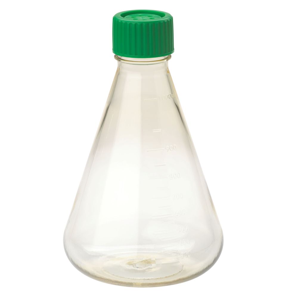 Picture of CultureStar 1000 mL Erlenmeyer Flask, Vent Cap, Plain Bottom, Polycarbonate, Sterile - 6